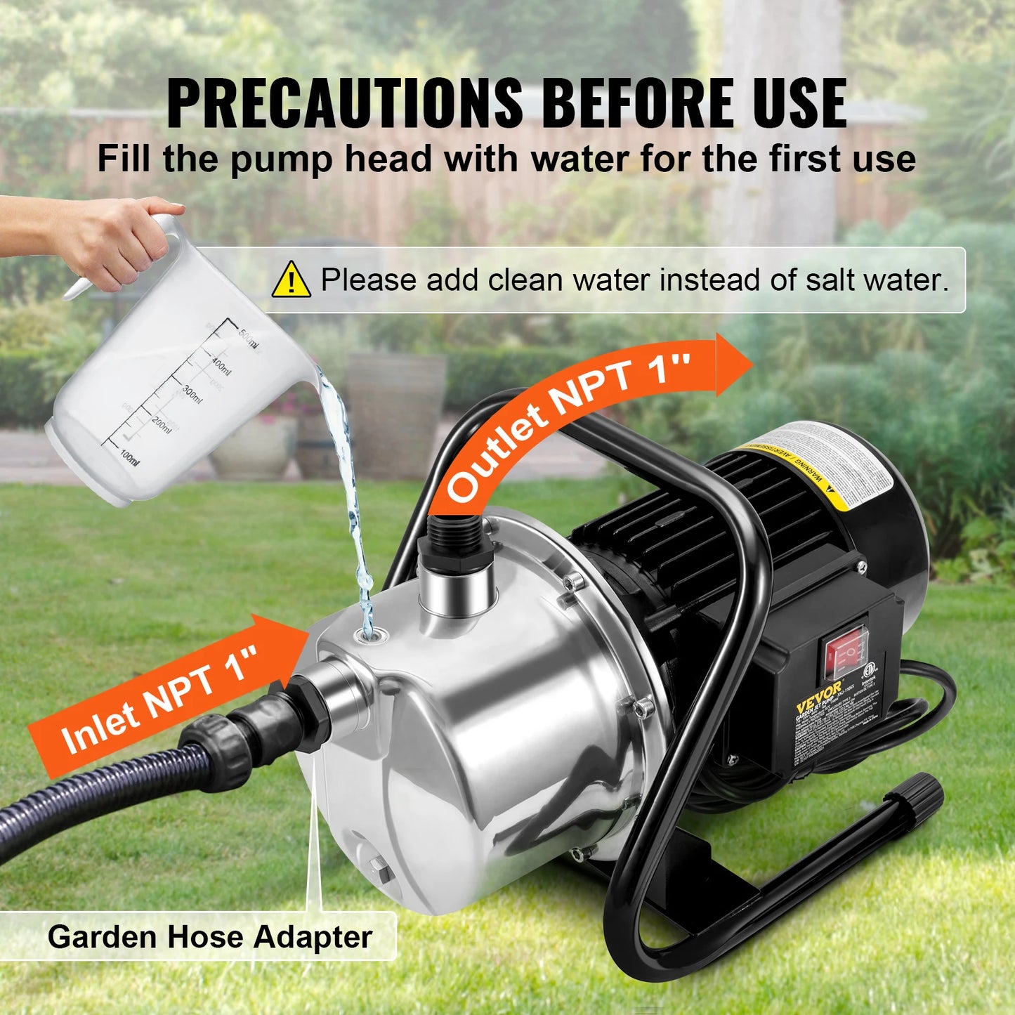 SucceBuy Shallow Well Pump 1.1 HP 115V 978 GPH 131 Feet Height 40 PSI Max Pressure Portable Sprinkler Booster Jet Pump Irrigation