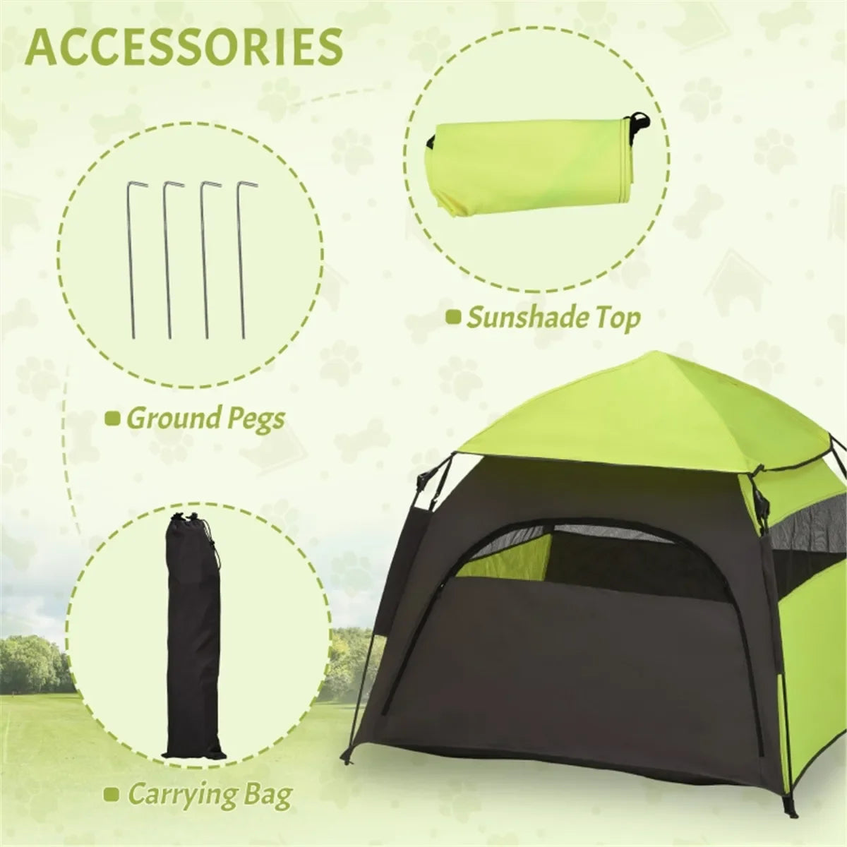 Pop Up Dog Tent Pet Camping Tent Sturdy Construction with Ventilation Fits Extra Large and Large Dogs