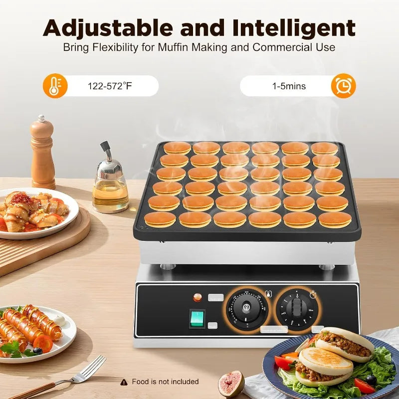 1000W 36 Grid Mini Pancakes Maker Machine, Nonstick Dutch Pancakes Muffins Baking Machine, Commercial Mini Electric Waffle Maker