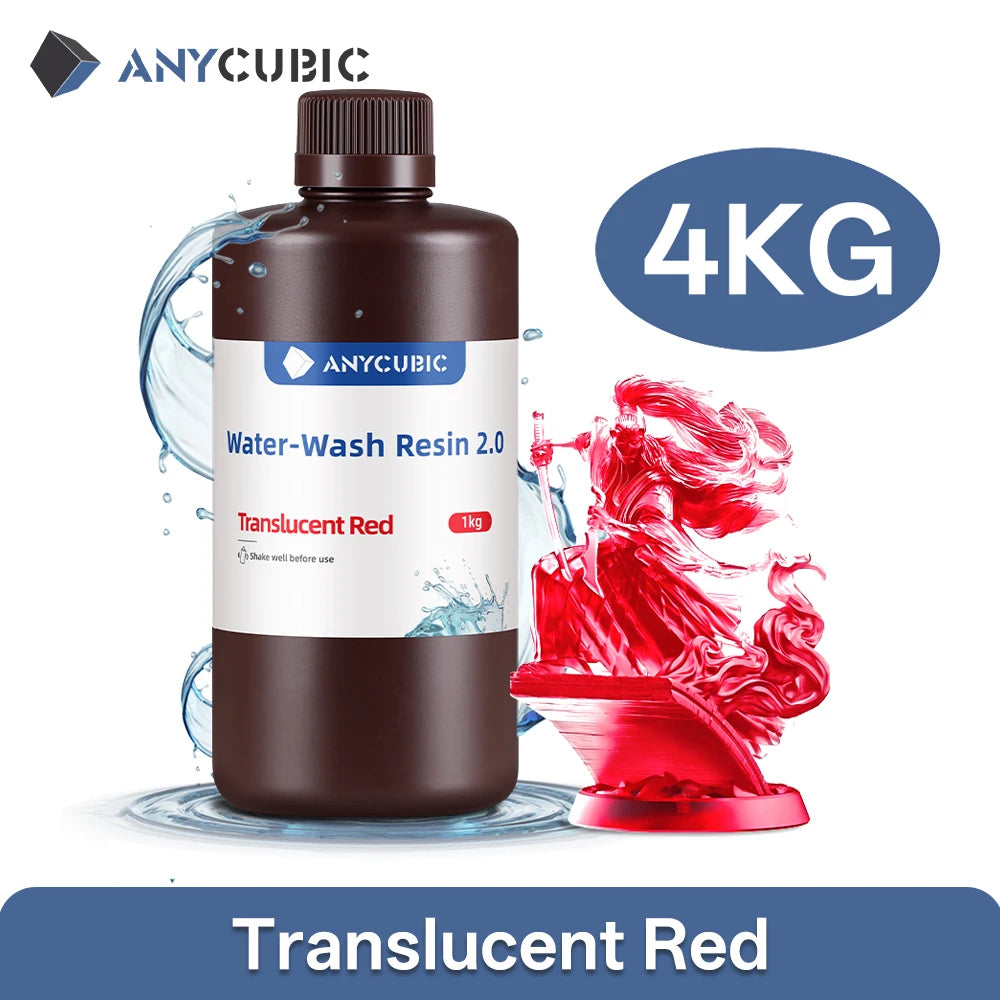 ANYCUBIC 4pcs/lot 405nm Water Washable Resin For LCD 3D Printer Liquid Photopolymer Resin 3D Printing Material