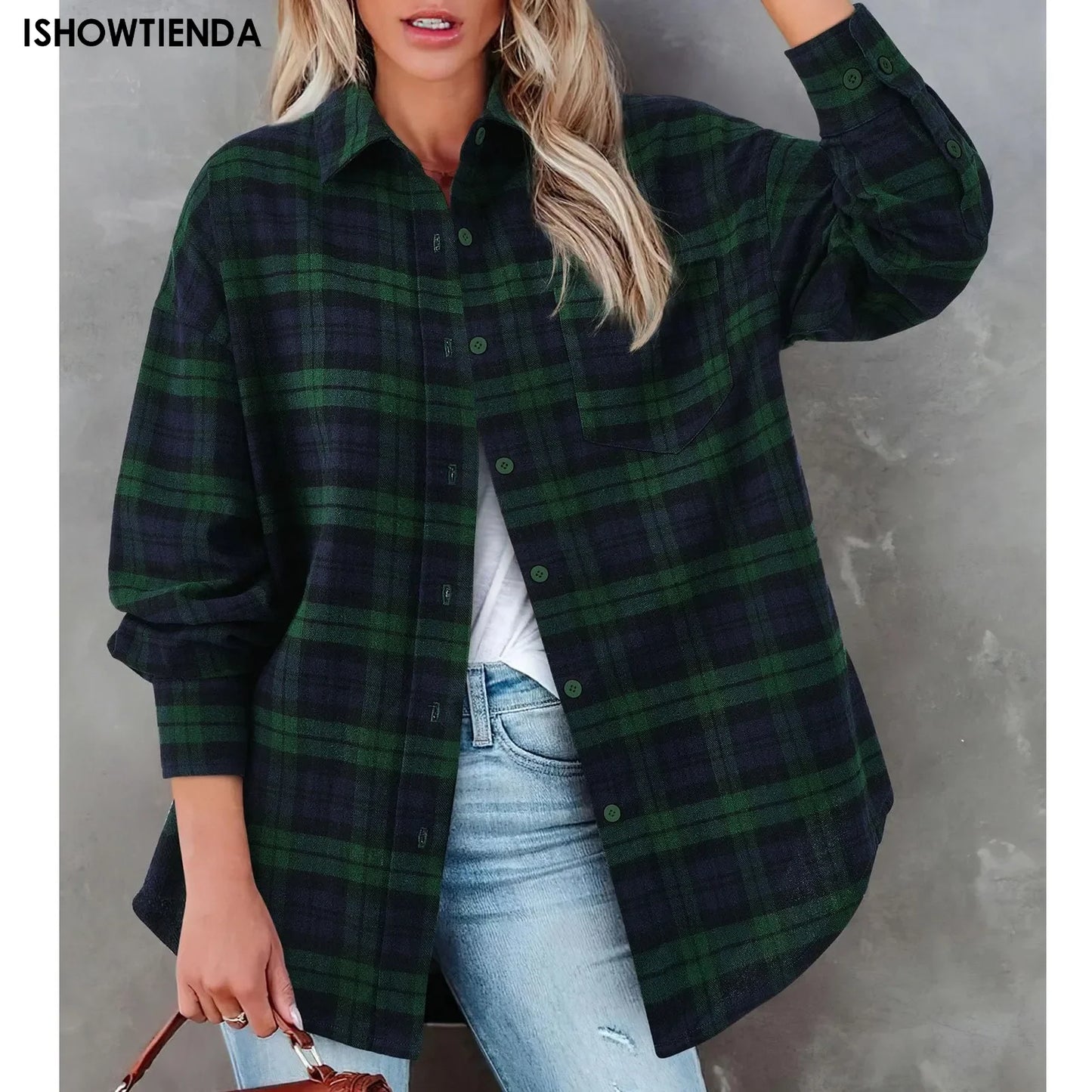 Casual Women's Plaid Shirt 2025 Autumn New Loose Long Sleeve Lapel Single Breasted Blouses Soft Sweet Female Coat Streetwear