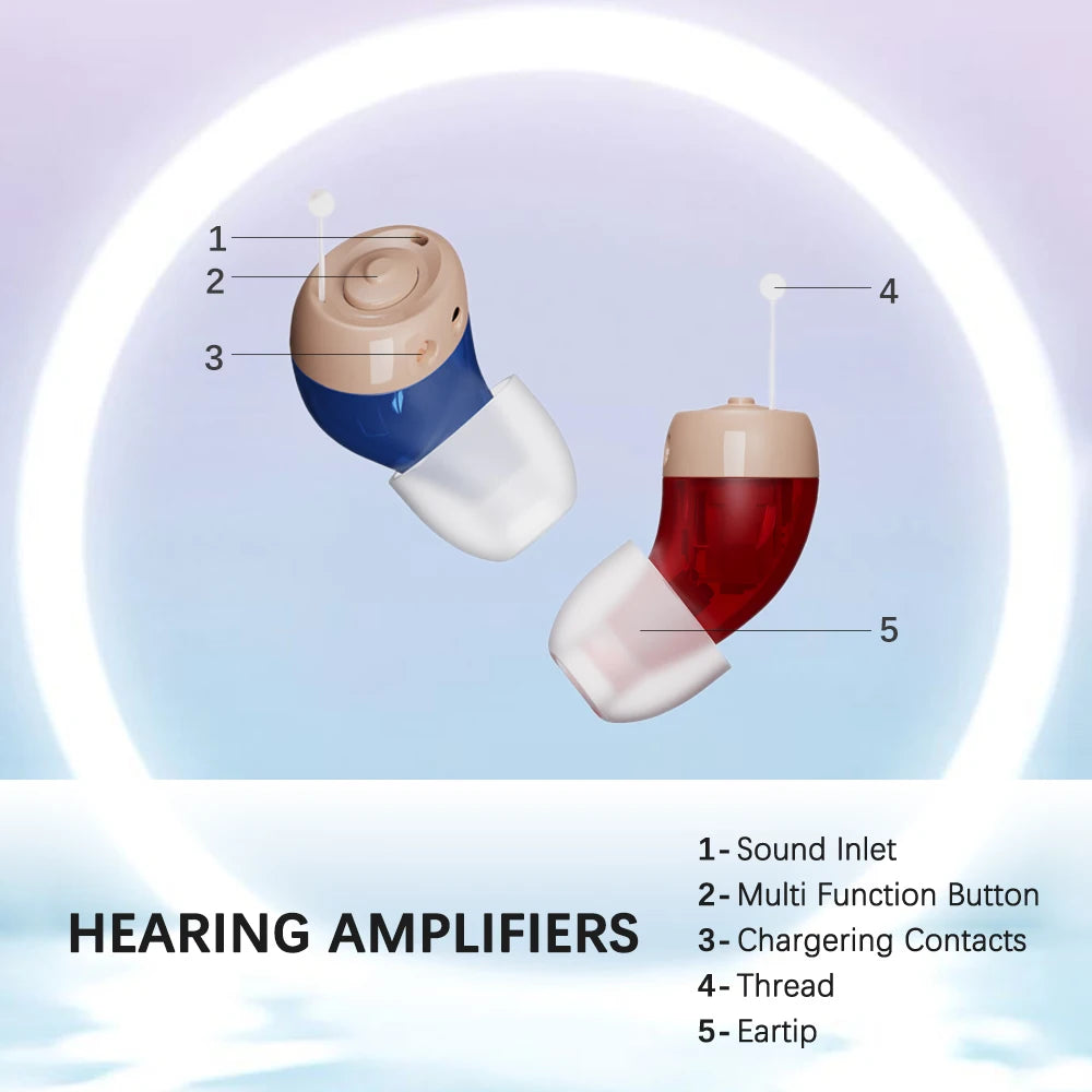 JINGHAO 1 Pair Mini Rechargeable In Ear Hearing Aids Sound Enhancer Fashion Design