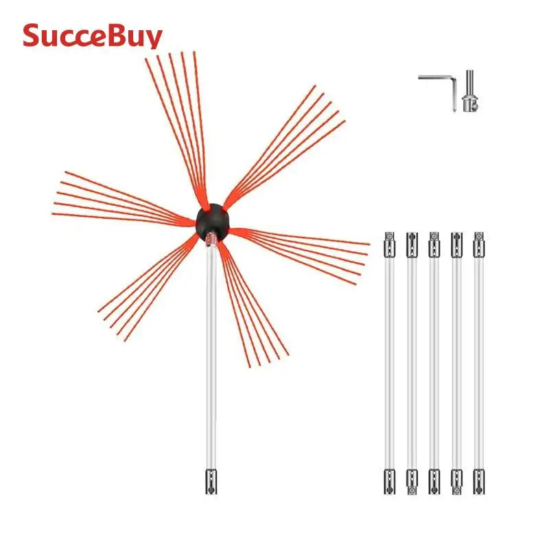 SucceBuy Chimney Cleaner Sweep Kit Nylon Electrical Drill Drive Flexible Rod Rotary Brush Head for Sweeping Away Chimney Soot