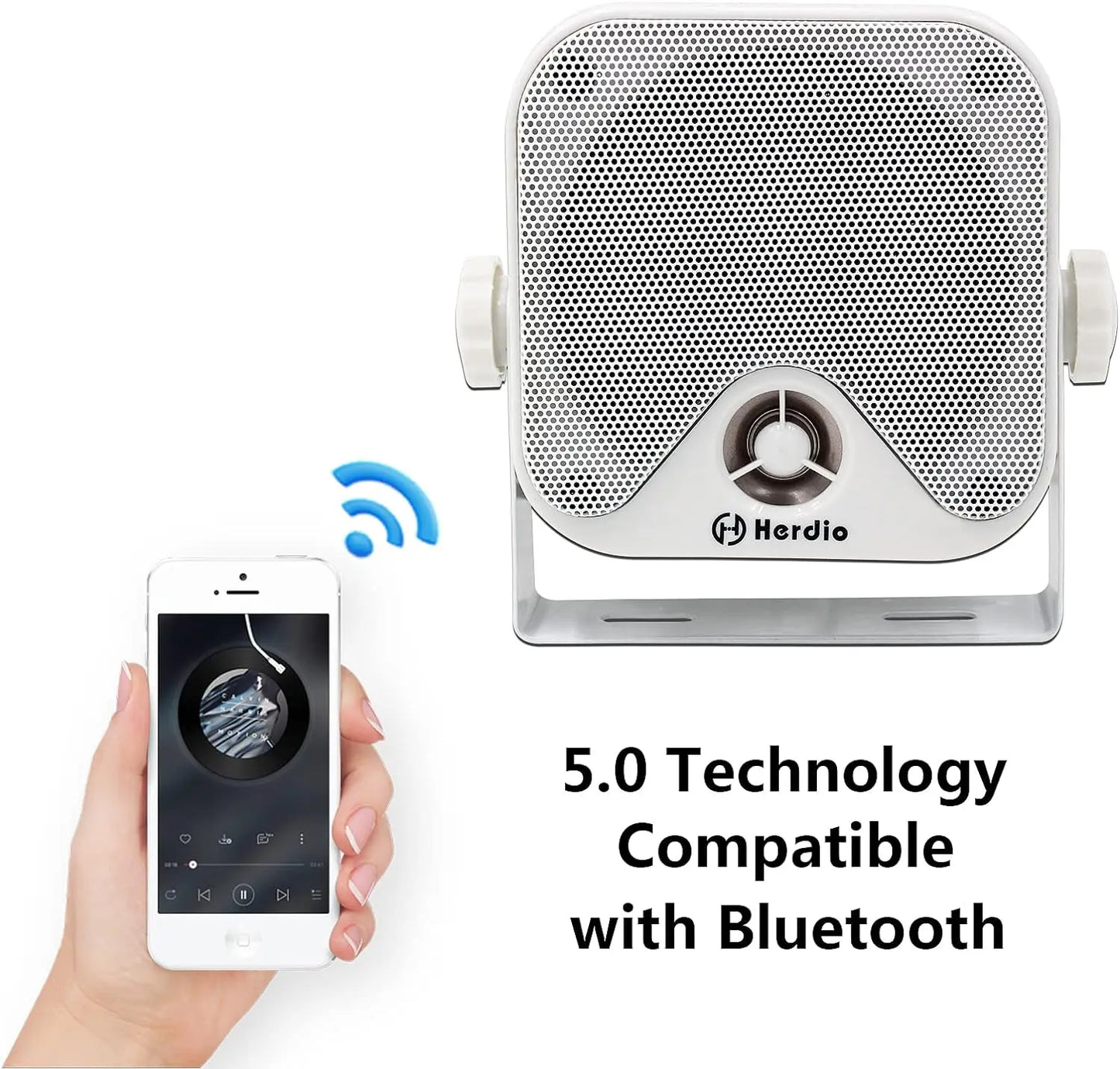 Herdio 4 Inch 100 Watt Heavy Duty Waterproof Boat Marine Bluetooth Speakers Surface Mounted For Camper Skid Steer ATV UTV RZR Golf Cart