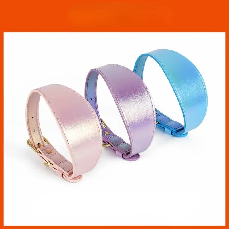 PU Pet Collar Adjustable Soft Light Reflecting Small Medium Dog Leather Accessories