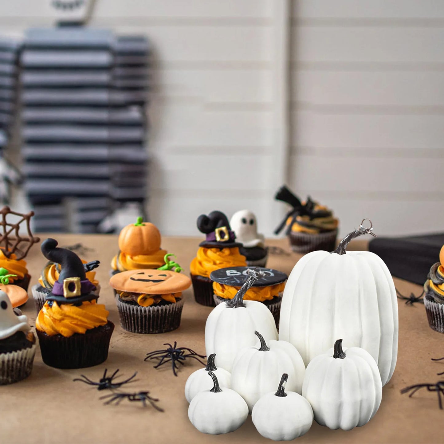 Simulation Pumpkin Ornaments Set Handicraft Pumpkin Shape Decorations for Living Room and Cabinet