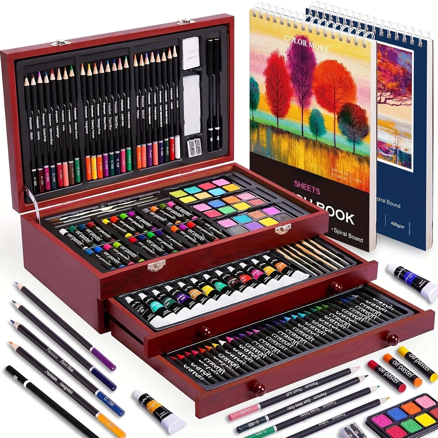 146 Luxury Art Kits, Professional Art Use, Including Crayons, Oil Pastels, Watercolor Paints, And Colored Pencils