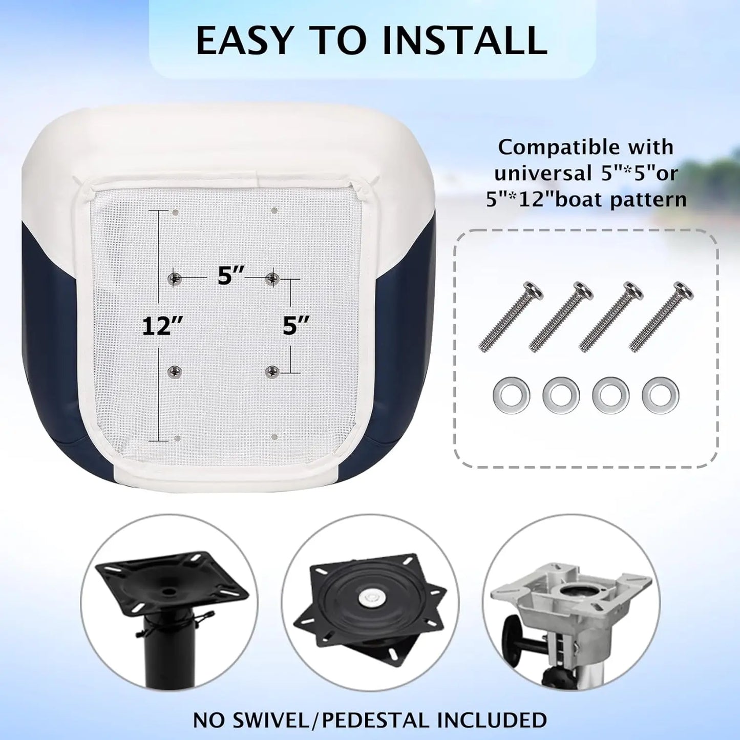 Heavy-Duty Captain Bucket Boat Seat with Thick Padding - Comfortable UV-Resistant Boat Seat for Fishing Canoeing Sightseeing