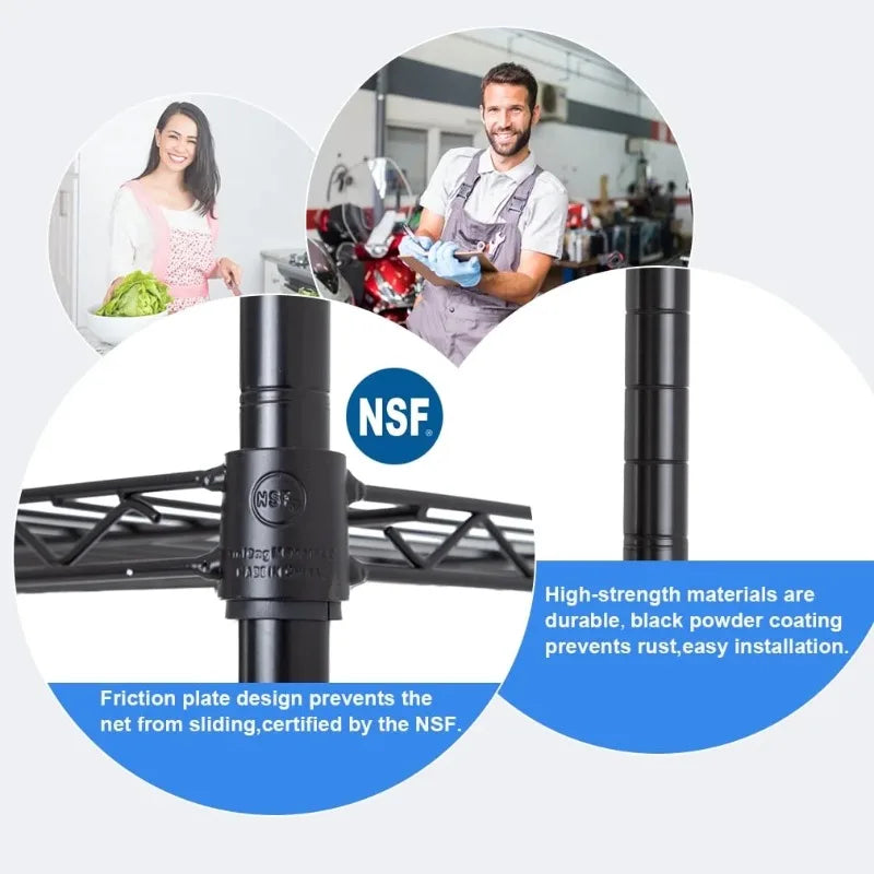 Heavy Duty Metal Storage Shelves Adjustable Height NSF Line Shelves for Kitchen Home Office Organization