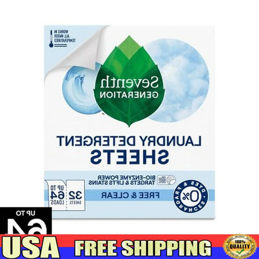 Laundry Detergent Sheets Unscented Biobased EPA Safer Choice Certified 32ct Compact Convenient Travel Friendly Stain Fighting 64