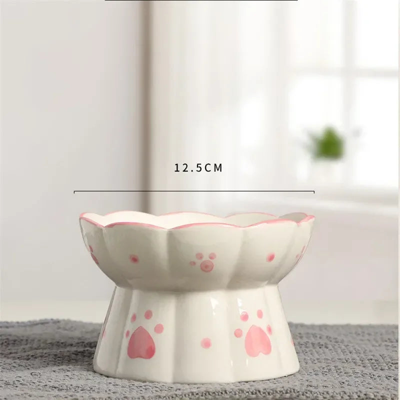 Ceramic Elevated Dog and Cat Bowl Set for Feeding Drinking and Snacks - Small Pet Accessories