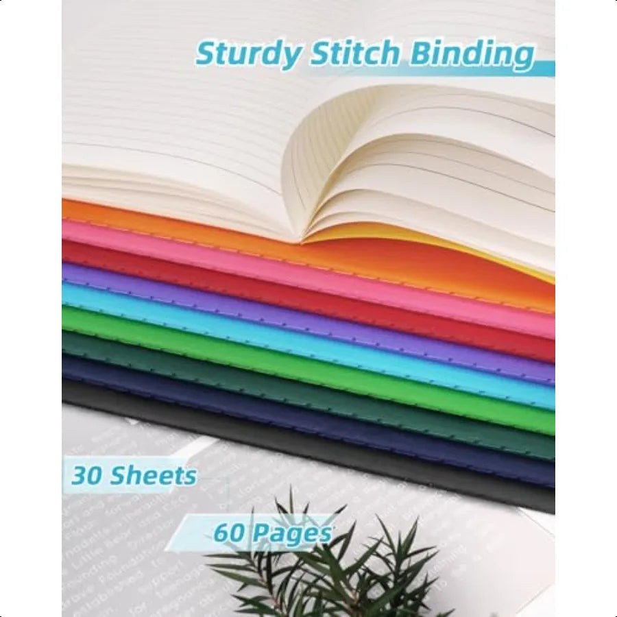 A5 Lined Notebooks Bulk 5.5 x 8.3 Inches Small Journals 30 Packs College Ruled Colored Soft Cover and Thick Paper for School or