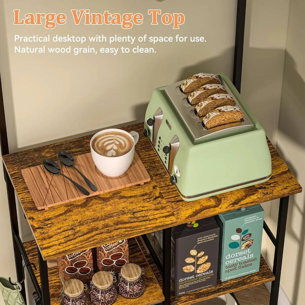 Kitchen Buffets Sideboards 23.6 Inch Length With 6 Tiers Zoned Storage Design Coffee Bar Station Microwave Stand Kitchen Rack Ba