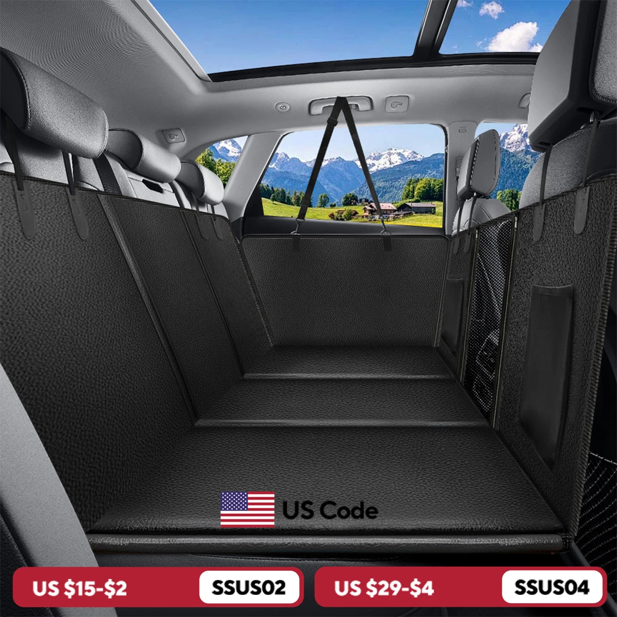 Back Seat Extender for Dogs Waterproof Dog Car Seat Cover with Hard Bottom Anti Scratch Protector Carrier Mat