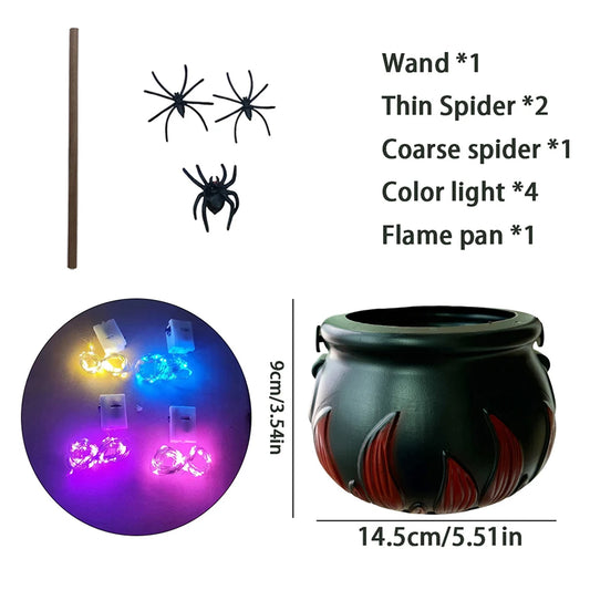 Cauldron Halloween Decor Witches Cauldron LED Mist Maker Skeleton Spooky Vintage Hocus Pocus Indoor Decorations