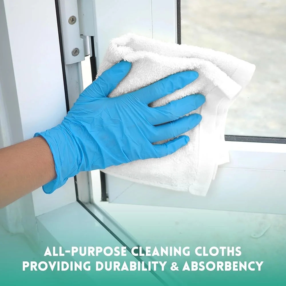 100 Cotton Terry Towels Cleaning Cloths Highly Absorbent Reusable Rags Kitchen Vehicles Streak Free Drying Pack of 50