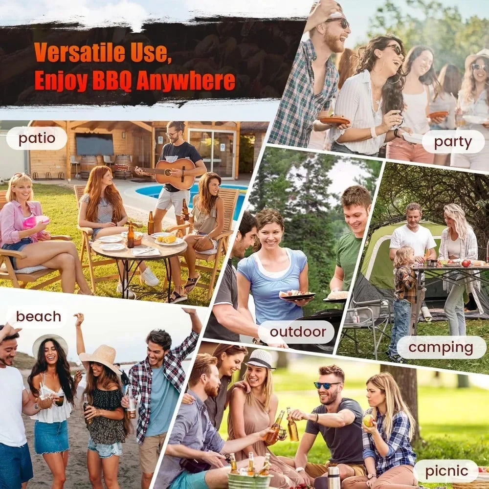 Charcoal Grills Spacious Barrel Charcoal BBQ Grill Barbecue Smoker Grill Combo for Backyard Patio Camping Picnic