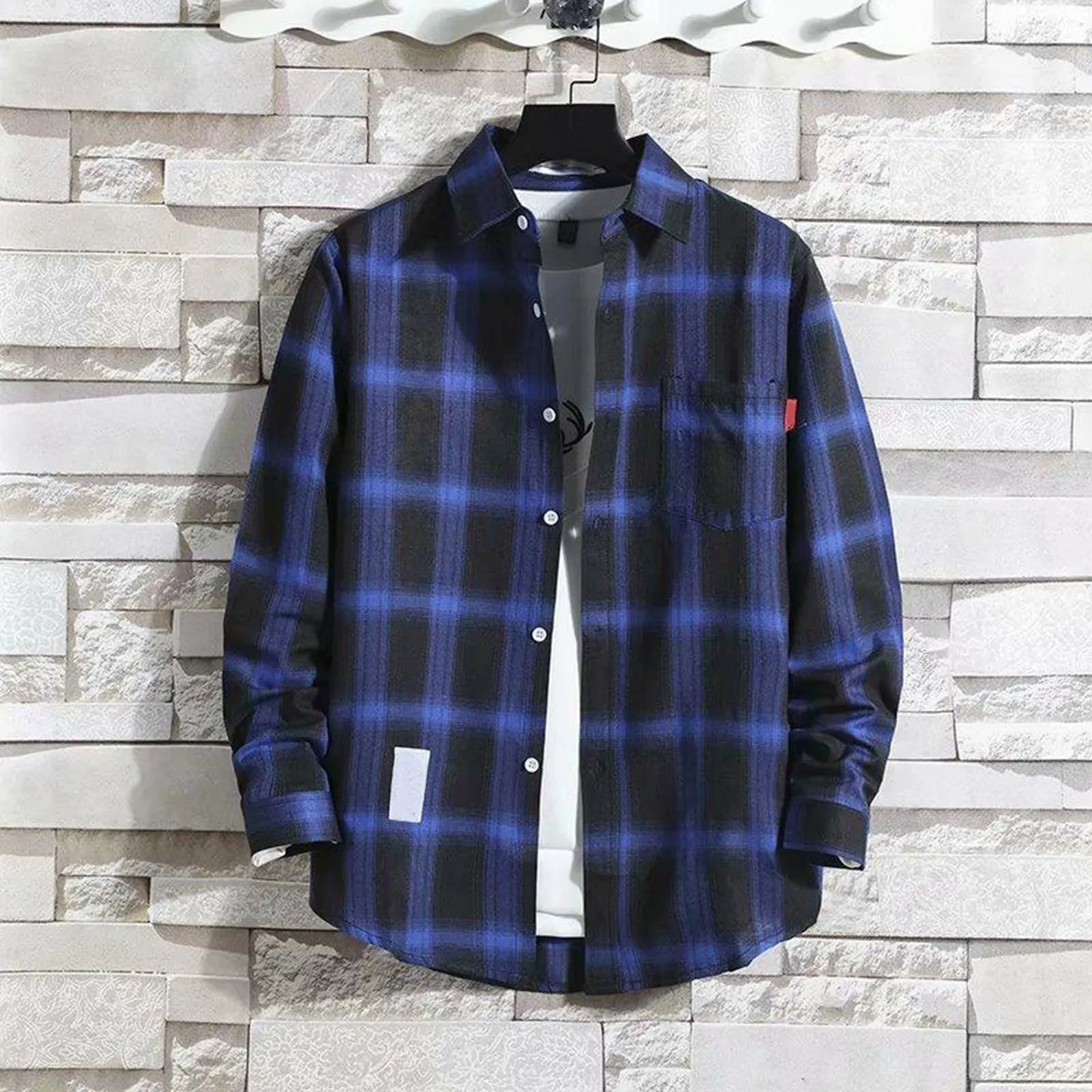 Harajuku Style Yellow Plaid Shirt For Men And Women Casual Loose Fit Long Sleeve British Fashion Trendy Couple Clothing