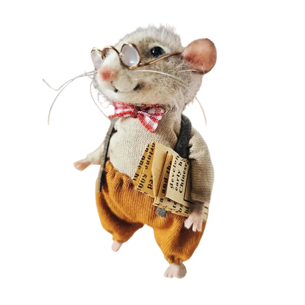 Mouse Doll Christmas Needle Felted Mouse DIY Handmade Wool Felted Needle Felting Mice Wool Felt Mouse Christmas Ornaments