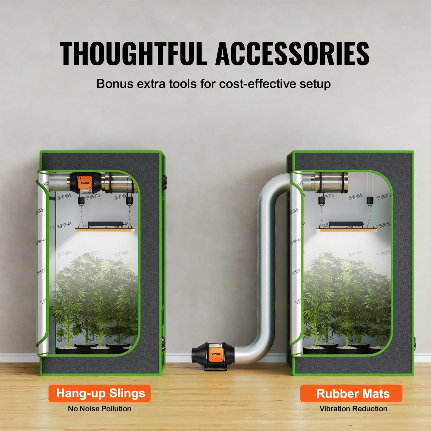 SucceBuy Inline Duct Fan Quiet EC-motor Ventilation Exhaust with Temperature Humidity Controller for Cooling Booster Grow Tents