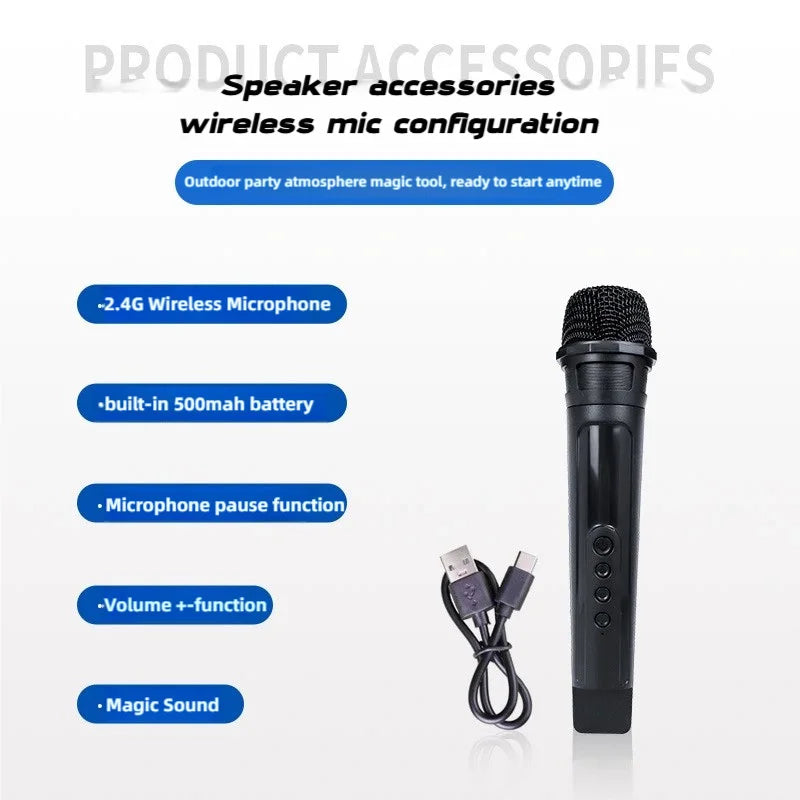 JBJW Karaoke Bluetooth Speaker 8 Inch Dynamics RGB Lights TWS HIFI Heavy Bass Wireless Microphone Subwoofer for Home and Outdoor