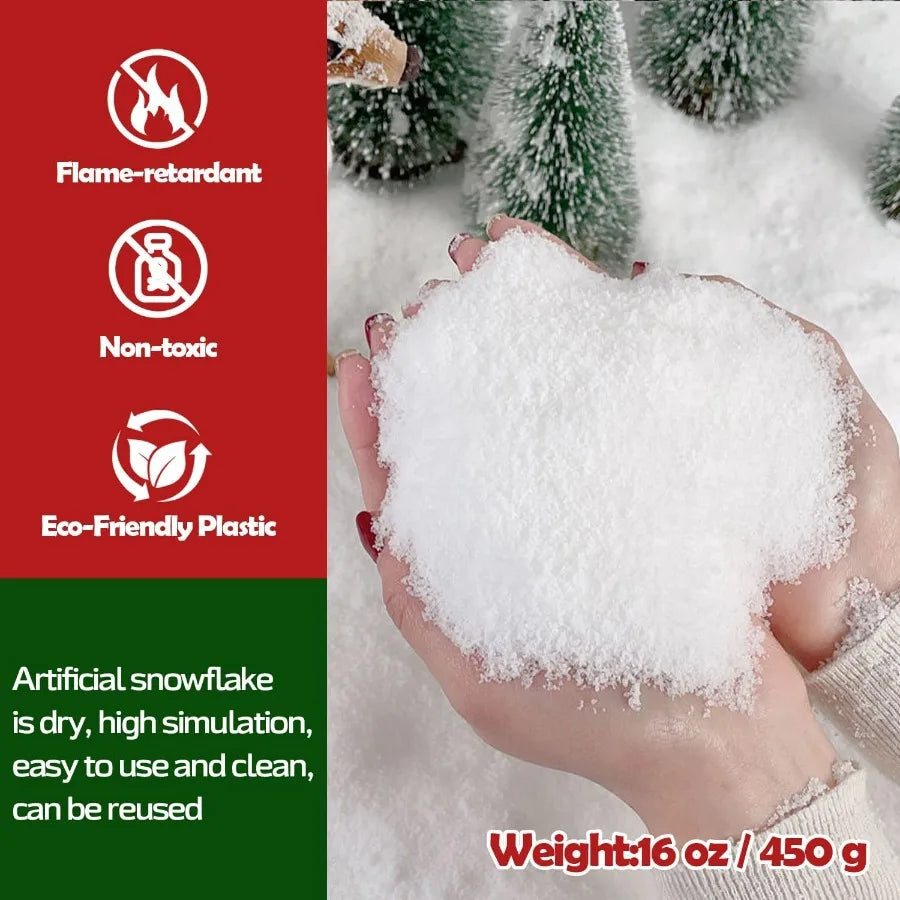 16 Oz Christmas Village Snow 450g Artificial Snow for Christmas Village Fake Snow Decoration for Winter Displays Dry Plastic Sn