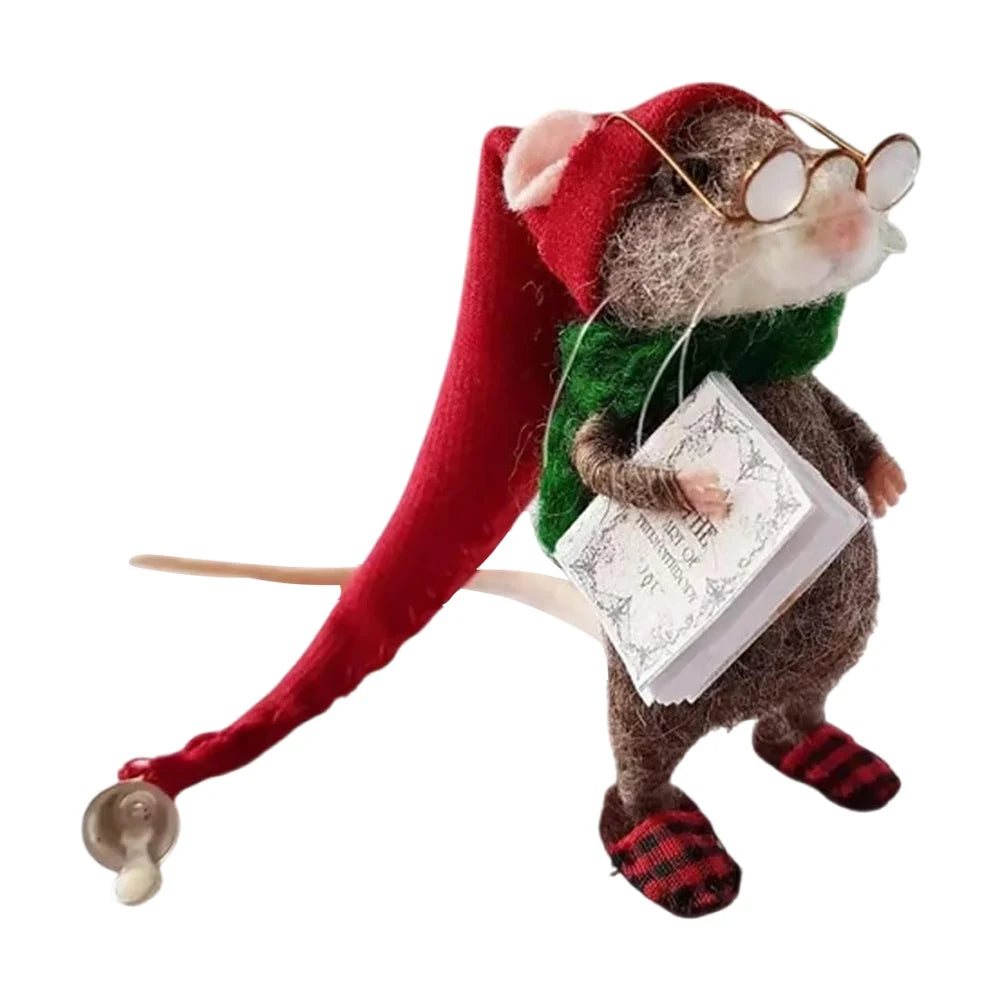 Mouse Doll Christmas Needle Felted Mouse DIY Handmade Wool Felted Needle Felting Mice Wool Felt Mouse Christmas Ornaments