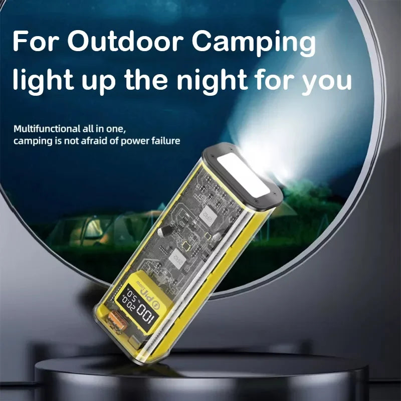 22.5W Transparent Power Bank 20000mAh Quick Charger PD20W Fast Charge Spare Battery Portable for Xiaomi iPhone Samsung Laptop