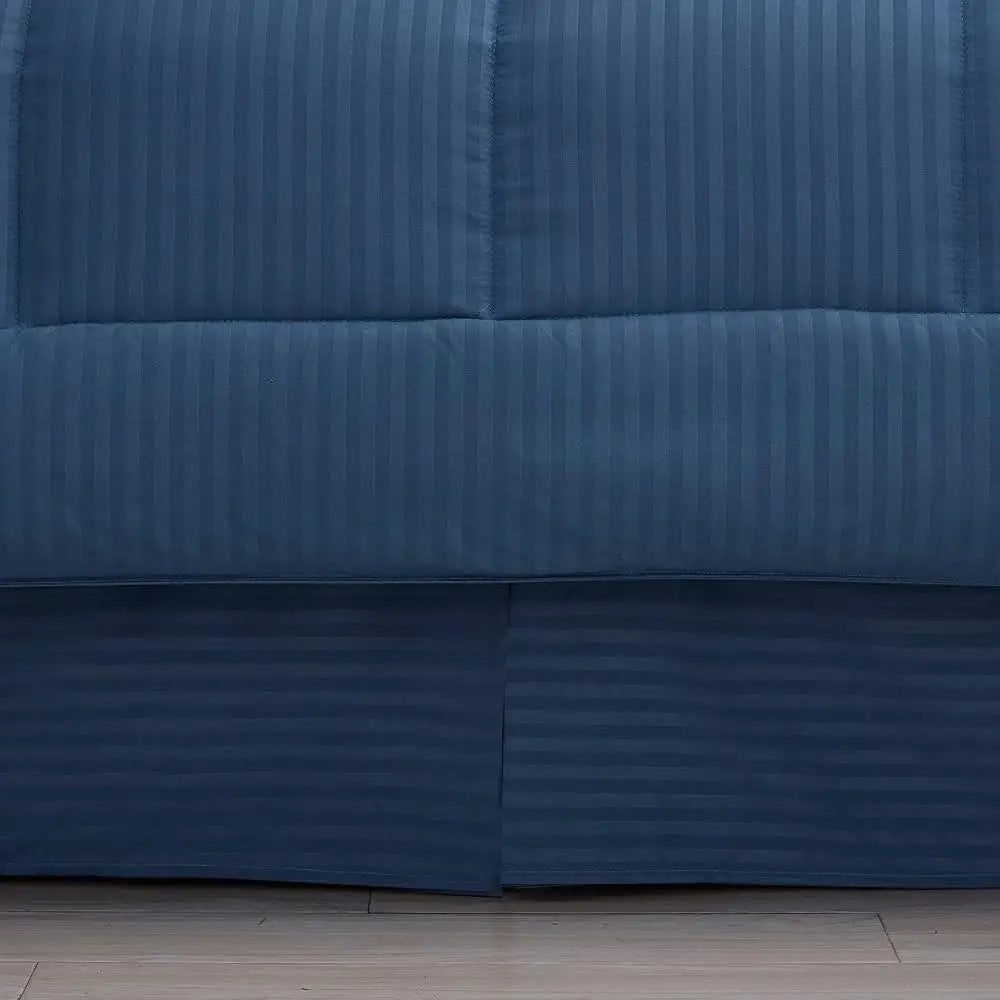 8 Piece King Comforter Set Soft Microfiber Dobby Stripe Design with Comforter Bed Skirt Sheets Pillowcases and Shams