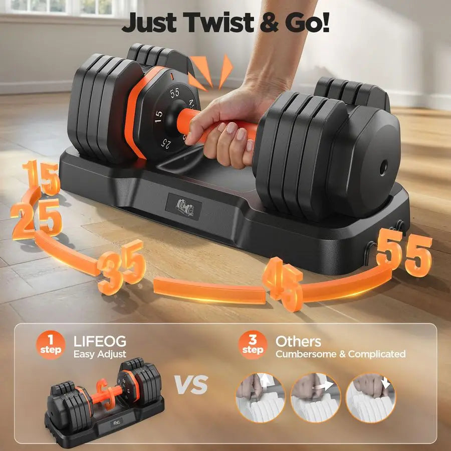 2026 Updated Adjustable Dumbbell Set of 2, 110lbs 50lbs Weights Dumbbell Set with Storage Box, 25lbs 55lbs Adjustab Customizable