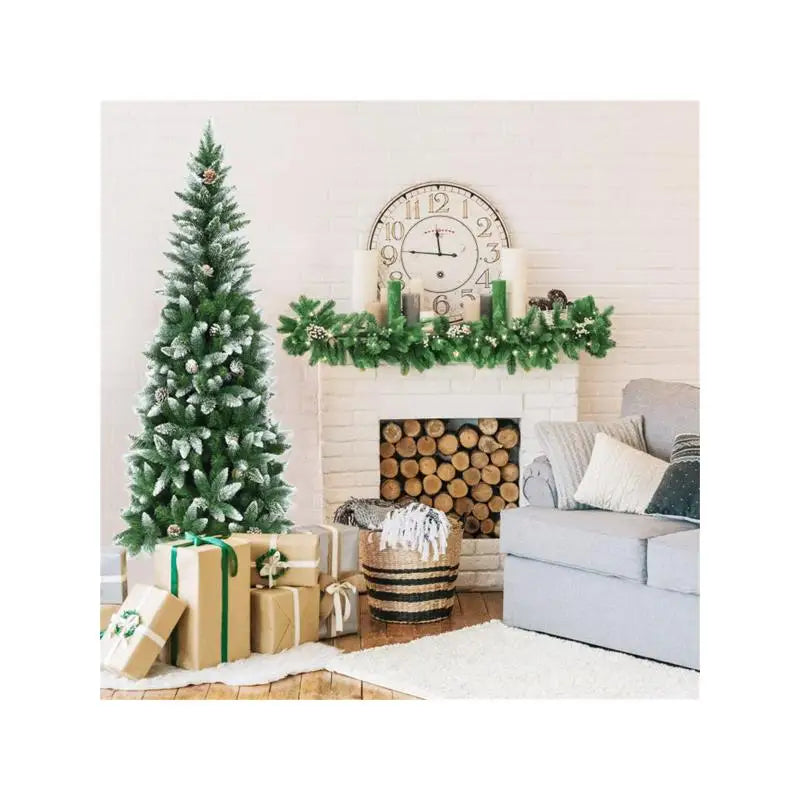 6FT Artificial Xmas Tree with Pine Cones for Holiday Decor, Festive Home Decoration, Faux Tree, Easy Setup, Perfect for