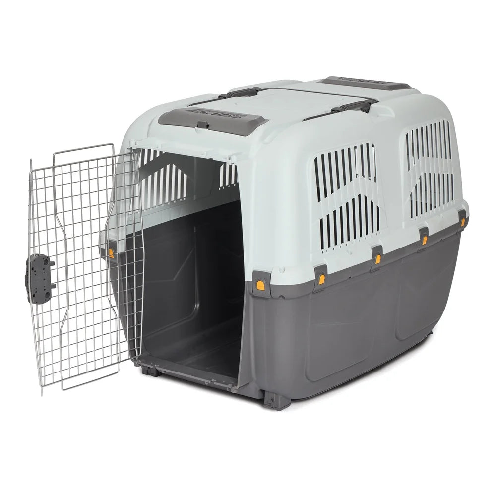 Large Portable Dog Cat Carrier Plastic Crate Travel Pet Kennel with Vents Handle Locking Door Easy Assembly Storage Compartment
