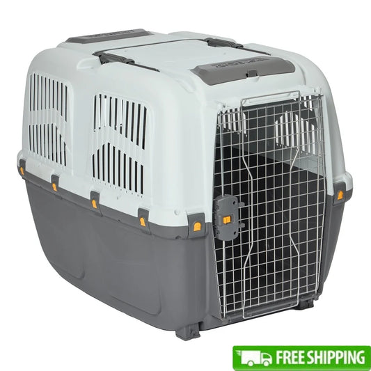 Large Portable Dog Cat Carrier Plastic Crate Travel Pet Kennel with Vents Handle Locking Door Easy Assembly Storage Compartment
