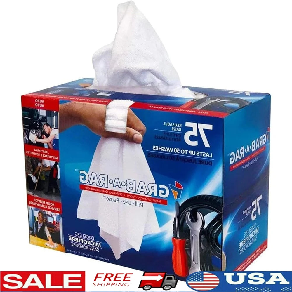 Super Absorbent Microfiber Cleaning Rags 75 Count Reusable Edgeless Washable Industrial Strength Multi Use Towels Home Kitchen