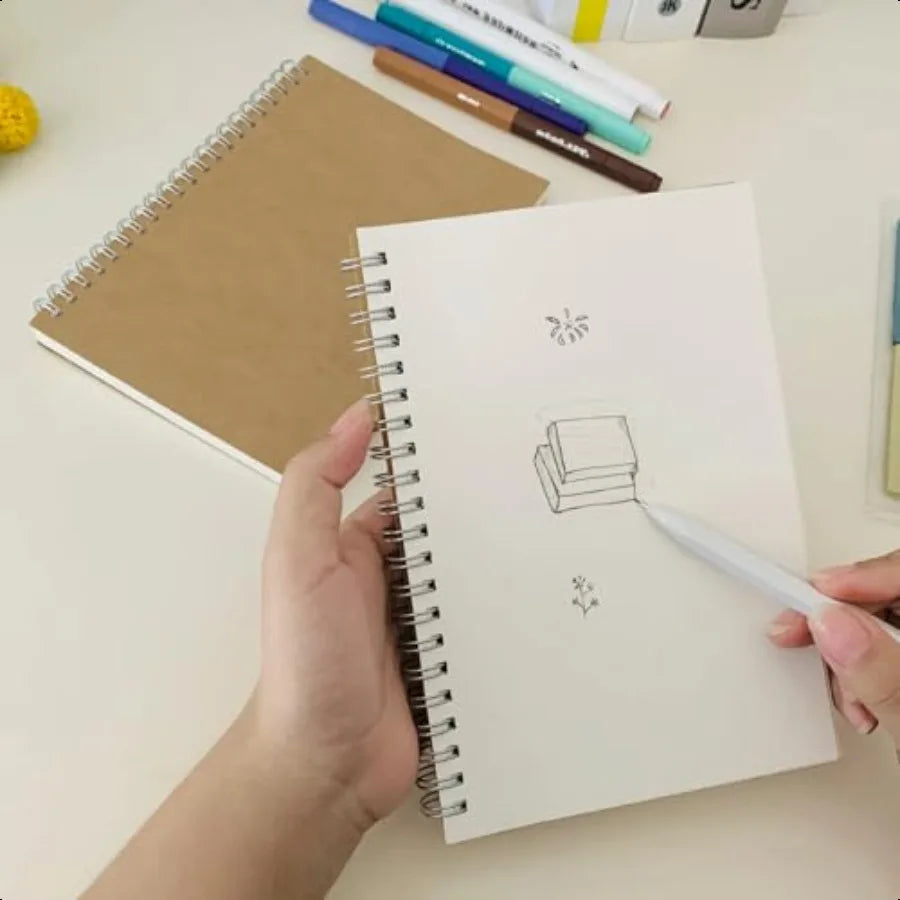 Premium 2Pack Sketchbooks Soft Cover 140 Pages 70 Sheets 7.5 x 5.1 inches 100GSM Paper Brown Spiral Notebooks Set