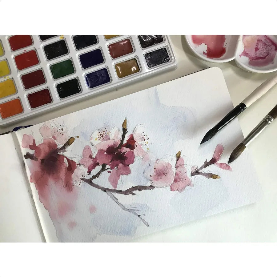 Watercolor Journal 3.5x5.5 140 LB 300 GSM Cotton Paper Cold Pr 24 Sheets 48 Pages Watercolor Paper Sketch Books for Use As Mixe