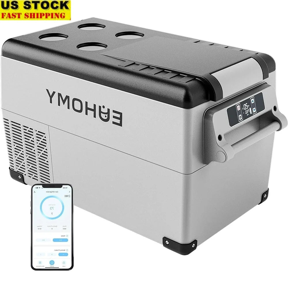 12V Electric Cooler Portable Refrigerator Smart App Control Fast Cooling Dual Storage 38QT Energy Efficient Car and Home Use