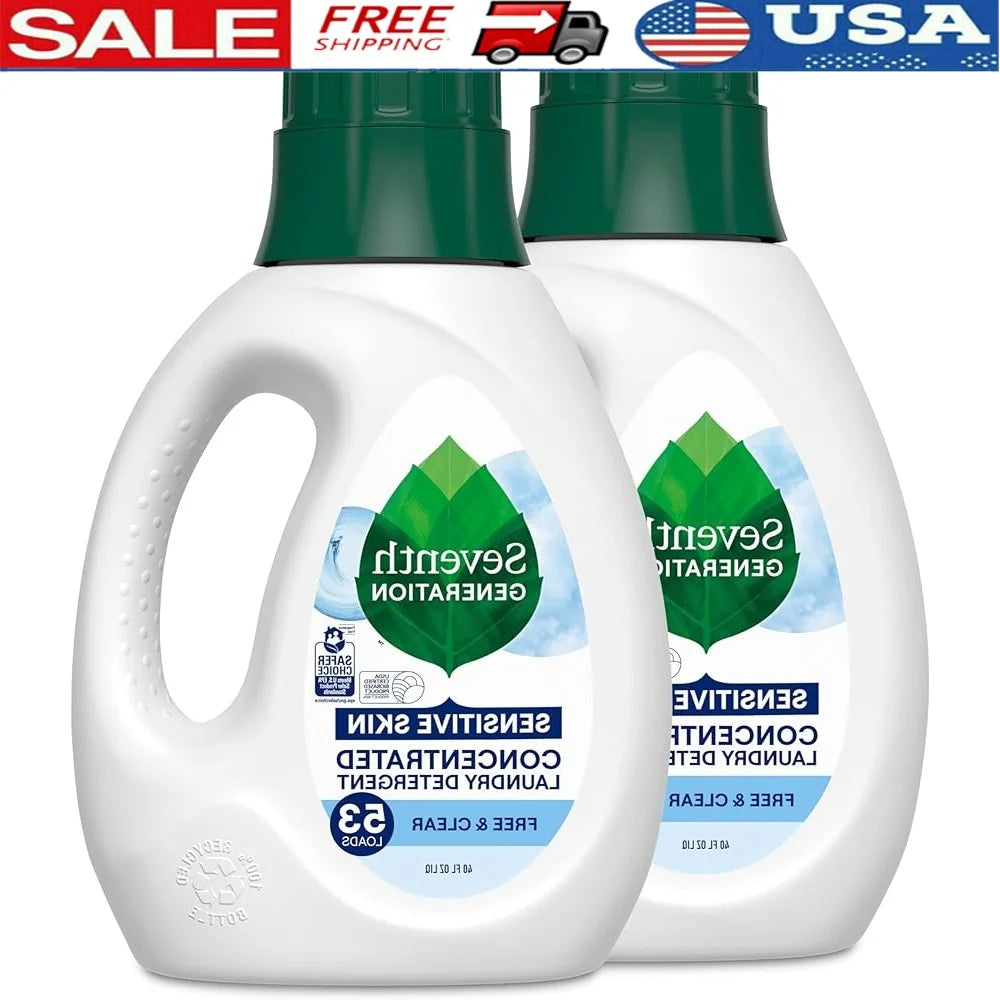 Concentrated Laundry Detergent Liquid Free Clear Hypoallergenic Plant Based 40 Fl Oz Pack of 2 Ideal Sensitive Skin