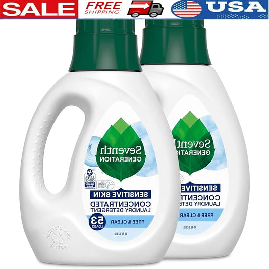 Concentrated Laundry Detergent Liquid Free Clear Hypoallergenic Plant Based 40 Fl Oz Pack of 2 Ideal Sensitive Skin