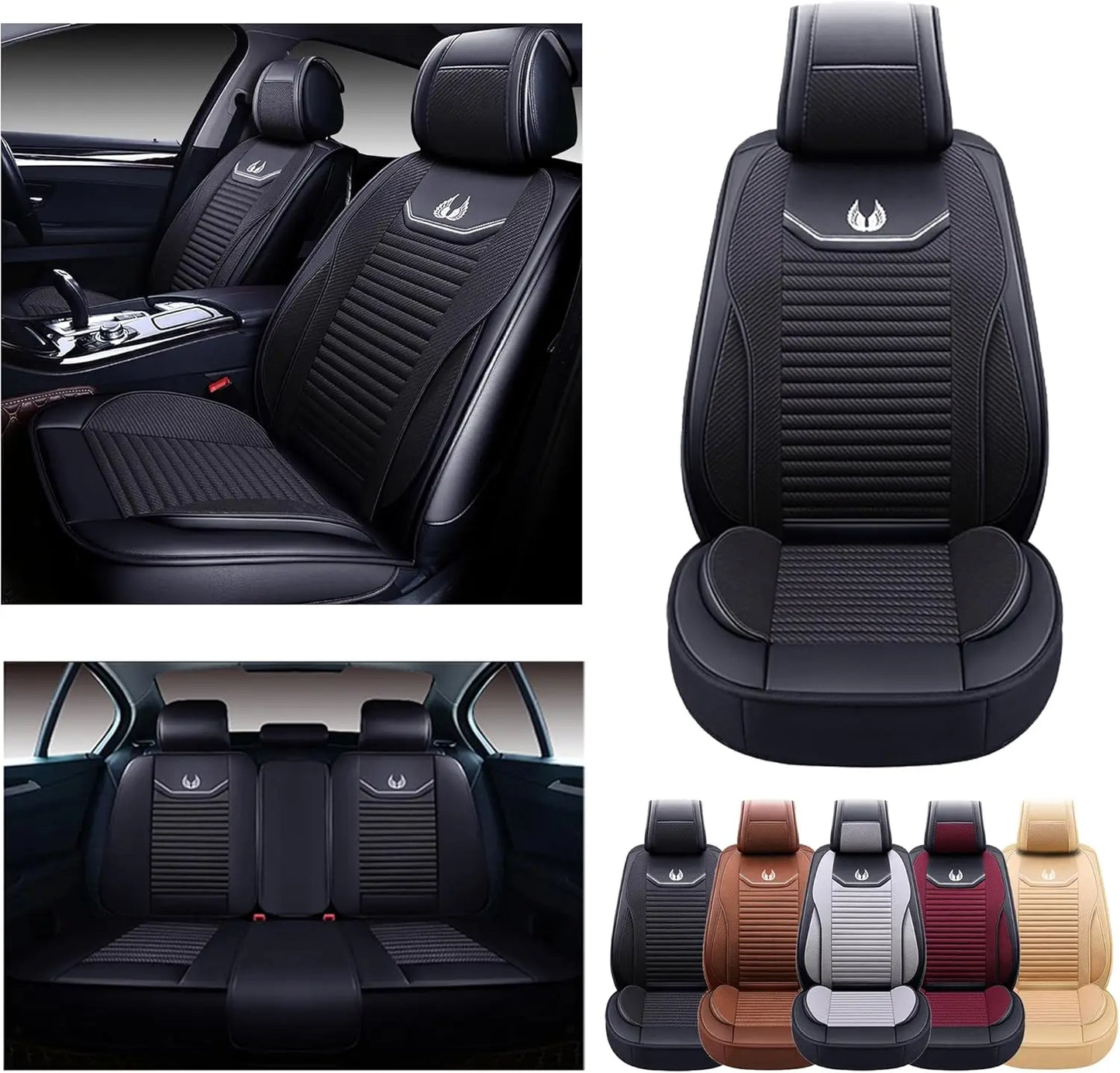 Car Seat Covers Premium Waterproof Faux Leather Cushion Universal Accessories Fit SUV Truck Sedan Automotive Vehicle Auto Interi