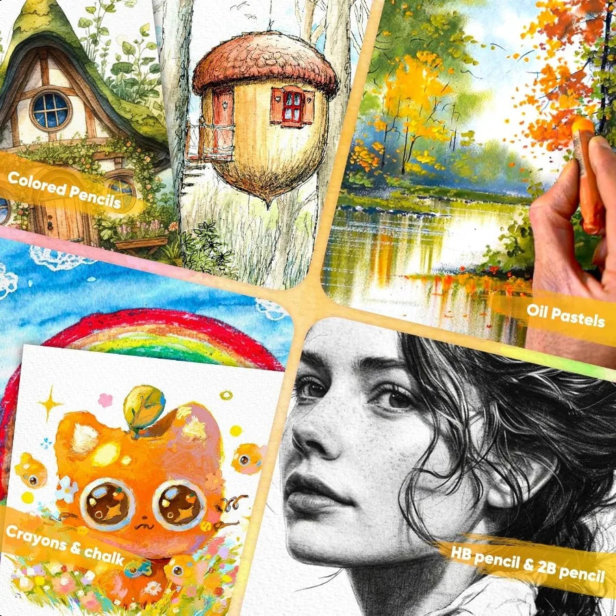 Watercolor Paper Pad 5.5 x 8.5 Spiral Bound Art Sketch Book Pack of 3 90 Sheets (140lb 300g) Artist Water Color Drawing Paper f