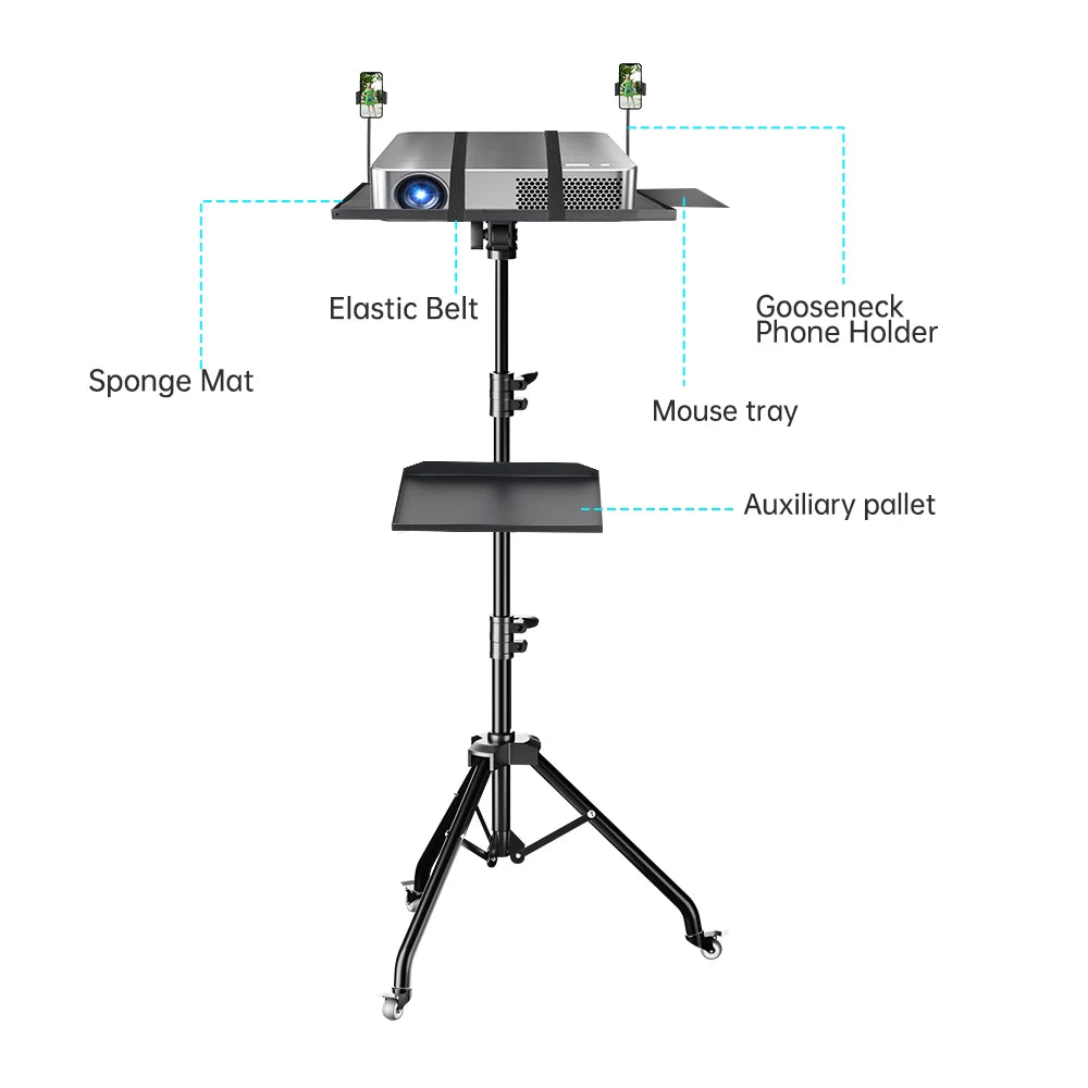 145cm Projector Tripod Stand Adjustable Height 23 to 63 Inches Professional Laptop Tripod for Outdoor Studio Use