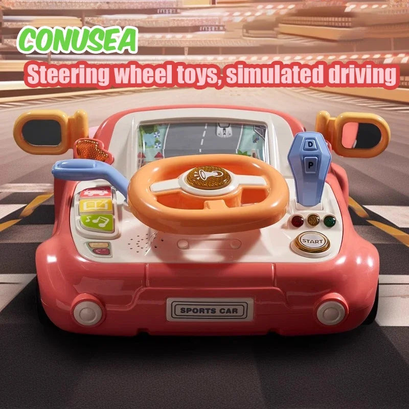 Children's Driving Toys Light Music Steering Wheel Toy Simulation Car Seat Play Educational Interactive Toy for Kids