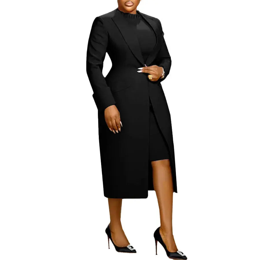 XTOCEAN Women's Set Full Sleeve Long Blazer Coat+ Long Dress Suit Winter Streetwear Two 2 Piece Set Africa OL Work Outfits