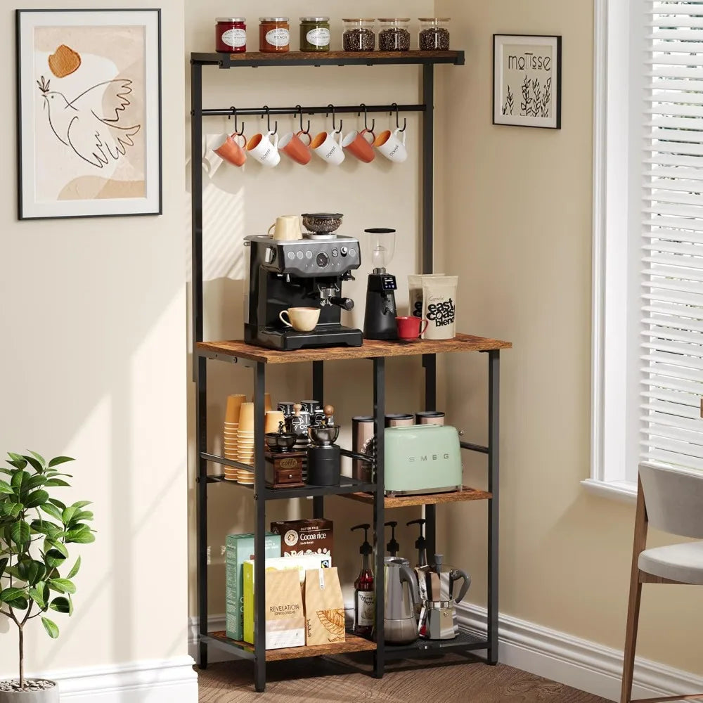 Kitchen Buffets Sideboards 23.6 Inch Length With 6 Tiers Zoned Storage Design Coffee Bar Station Microwave Stand Kitchen Rack Ba