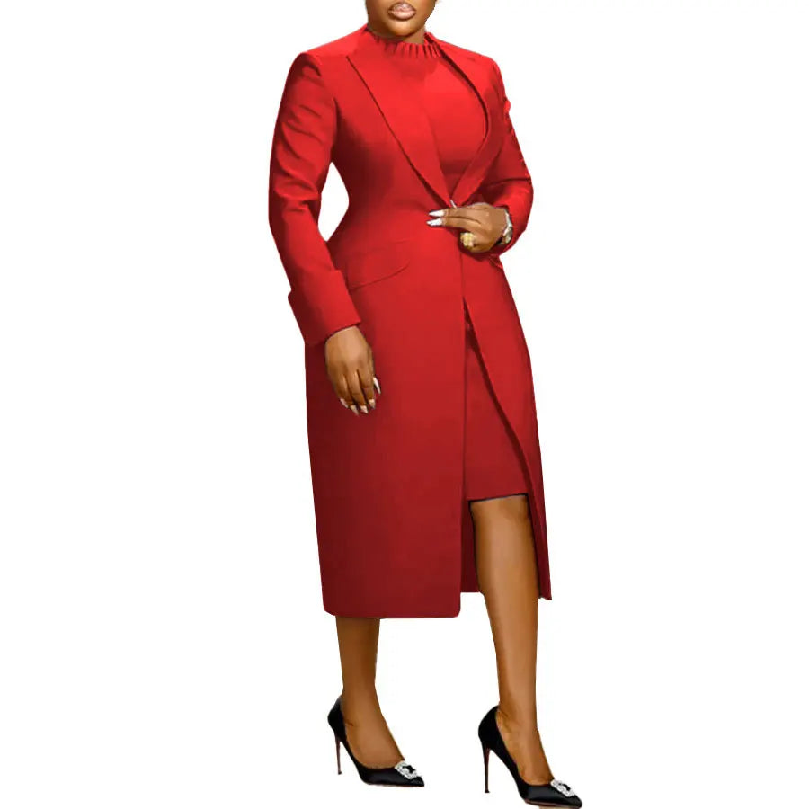 XTOCEAN Women's Set Full Sleeve Long Blazer Coat+ Long Dress Suit Winter Streetwear Two 2 Piece Set Africa OL Work Outfits