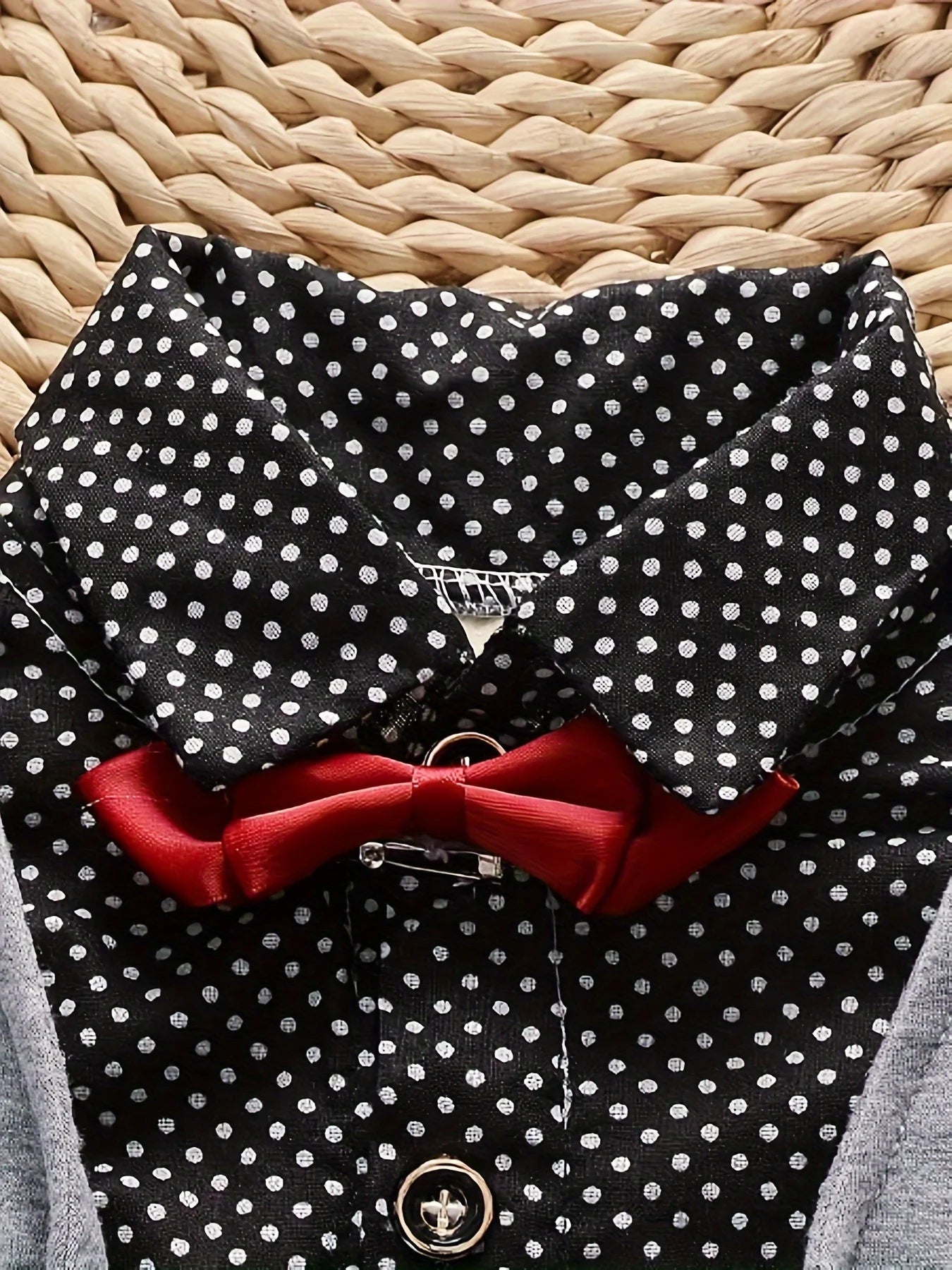 New Spring and Autumn Boys' Fashion Casual Polka Dot Leads Fake Two piece Top, Men's Baby Pants Two piece Set