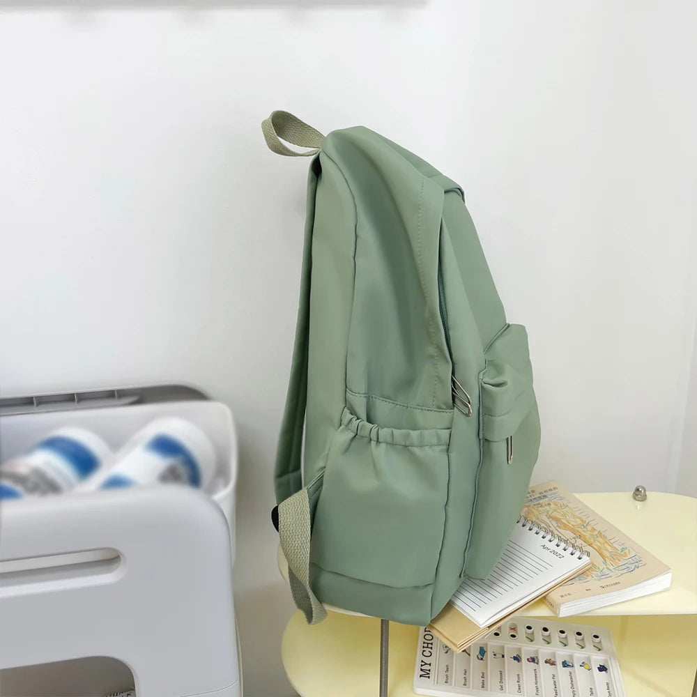 Forest Style Versatile Simple Solid Color Backpack, Fashionable Casual Backpack, College Student Backpack