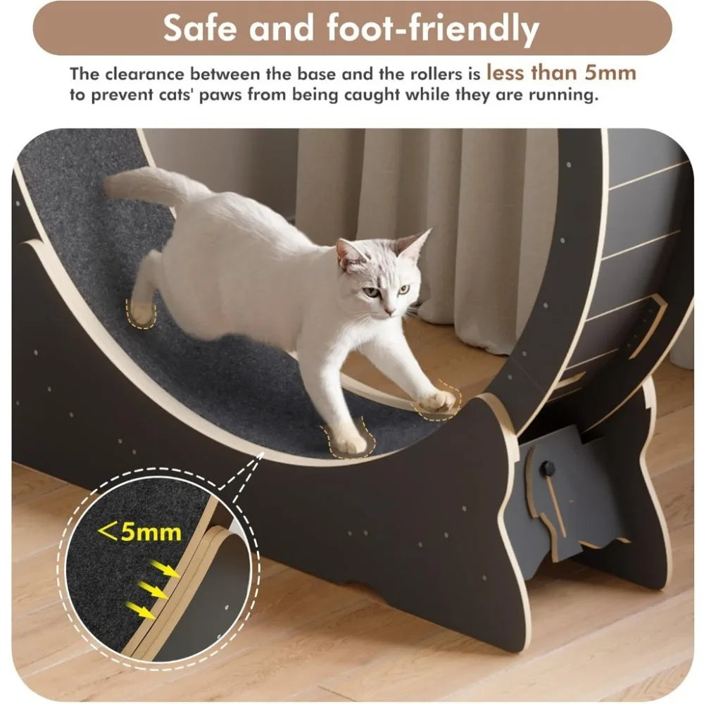 Cat Exercise Wheel for Indoor Cats XL Cat Treadmill with Carpeted Runway Removable Carpet and Teaser