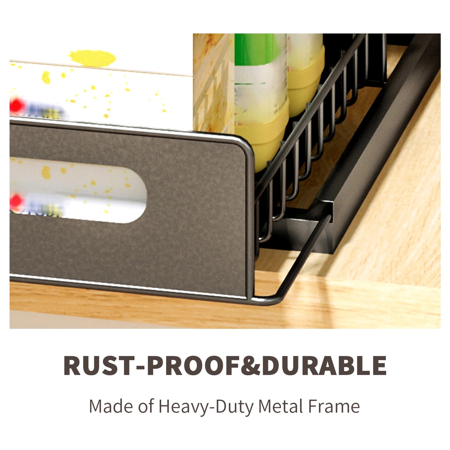 Under Sink Organizers and Storage Two Tier Slide Out Kitchen Cabinet Organizer Sturdy Metal Bathroom Cabinet Organizer